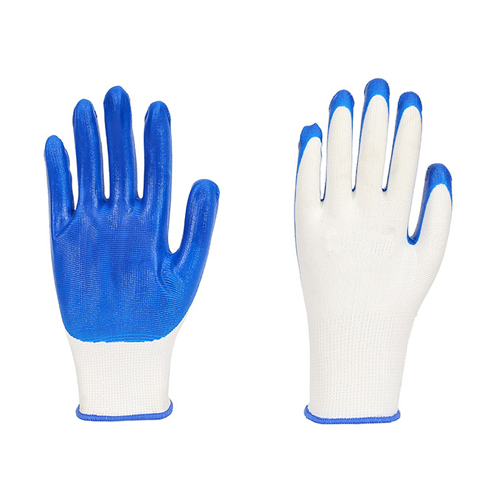 White And Blue Nitrile Coated Gloves