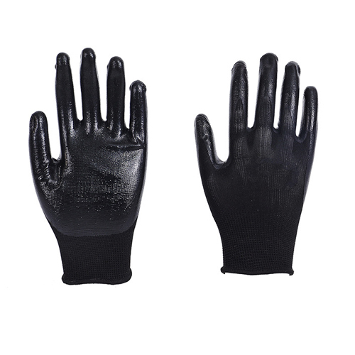 Printed Black Nitrile Coated Gloves