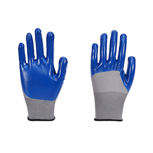 Blue And Grey Nitrile Coated Gloves