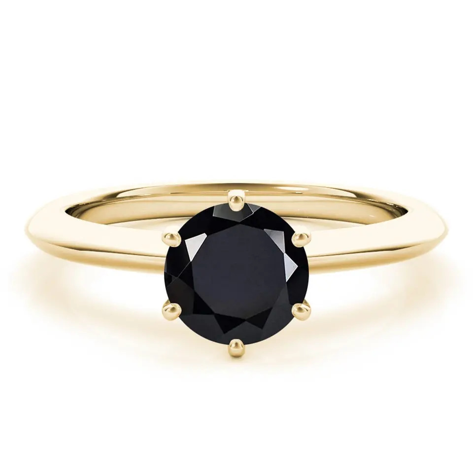 925 Sterling Silver Unique Natural Black Onyx Engagement Ring