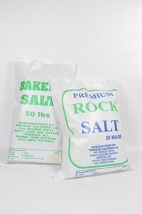 Salt Packing Bag - Polyethylene, 50 Lbs | White Color With Tie Closure, 0.004 In Thickness, Green And Black Printing