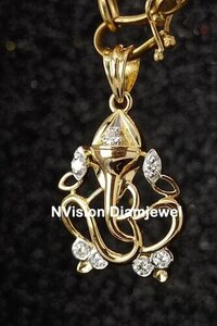 Natural Diamond Om Ganpatiji Pendant Diamond Carat Weight: 0.24 Carat
