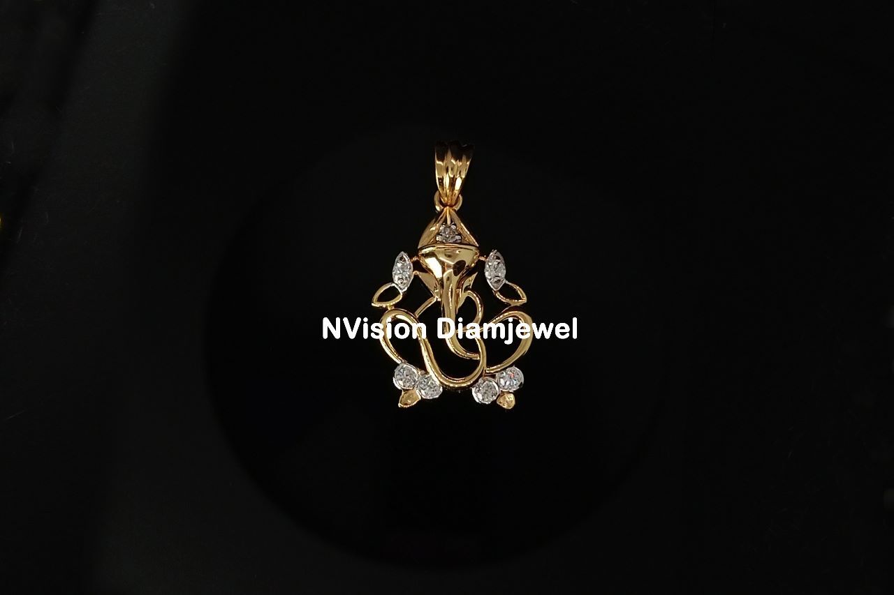 Natural Diamond OM Ganpatiji Pendant.