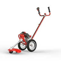 Heavy Duty Wheel Brush Cutter - Steel Material, 3hp Power, Red Color | Paint Coated, Electric Powered For Agriculture Use
