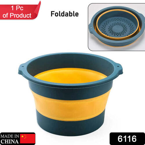 Multi-Purpose Portable Collapsible Plastic Silicone Round Folding Tub Water Container Folding Foot Spa Basin Tub with Hanging Hole (6116)