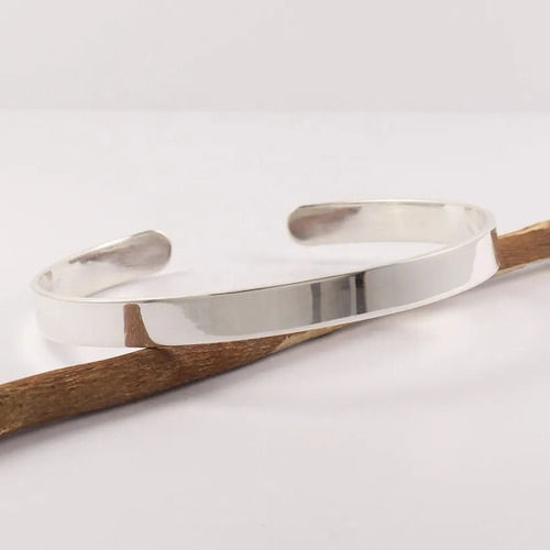 925 Sterling Silver Attractive Plain Adjustable Flat Band Cuff Bangle Bracelet