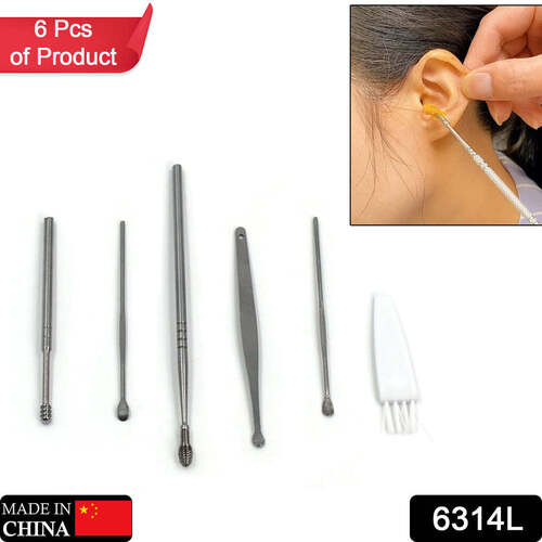 6Pcs Earwax Removal Kit Ear Cleansing Tool Set Ear Curette Ear Wax Remover Tool (loose pack) (6314L)