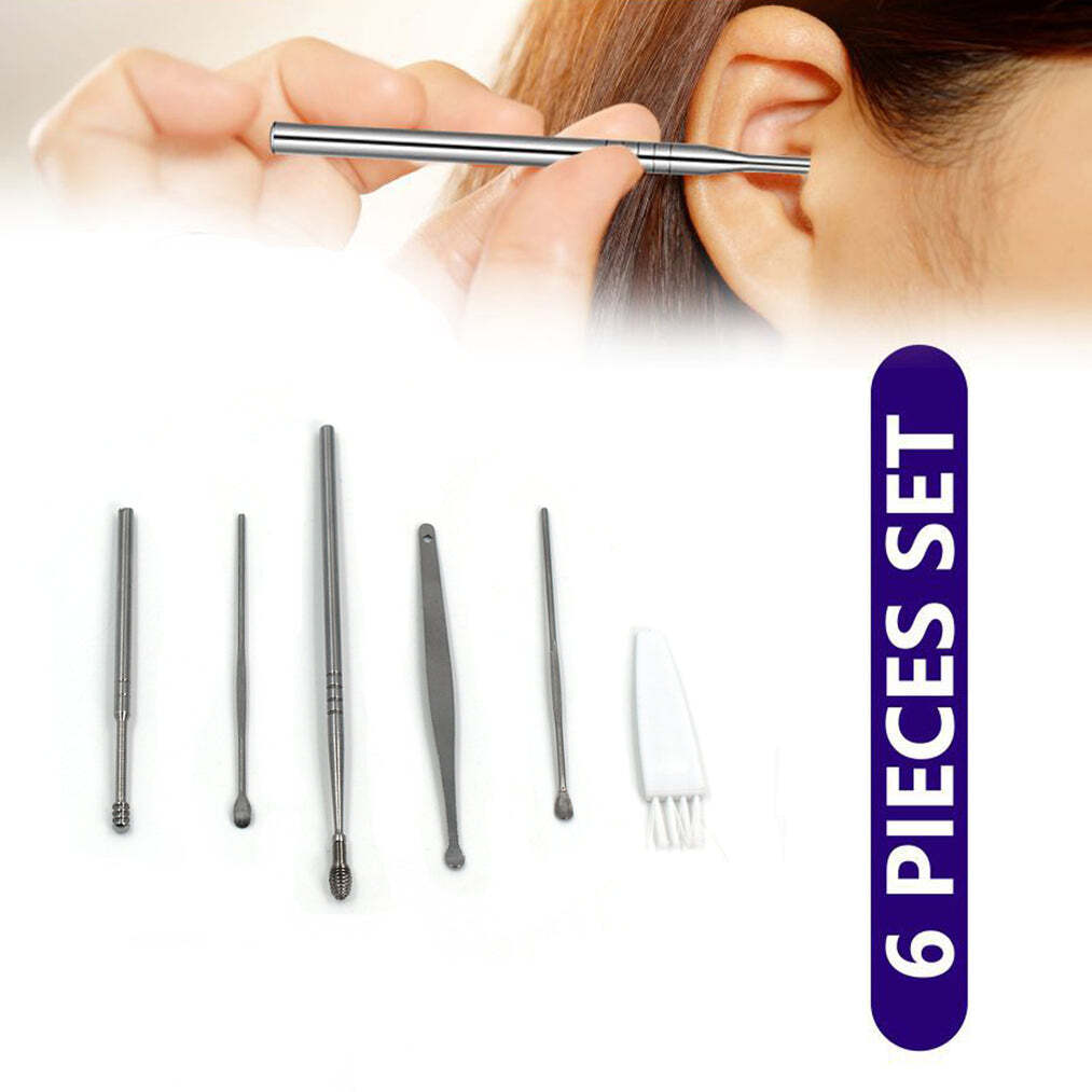 6Pcs Earwax Removal Kit Ear Cleansing Tool Set Ear Curette Ear Wax Remover Tool (loose pack) (6314L)