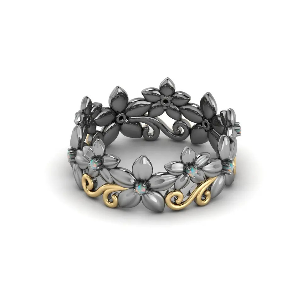 925 Sterling Silver Beautiful Ethopian Opal Wreath Ring