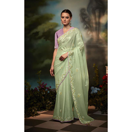 Light Green Organza Silk Saree