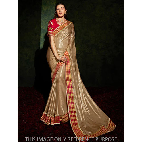 Sepia Beige South Silk Designer Saree