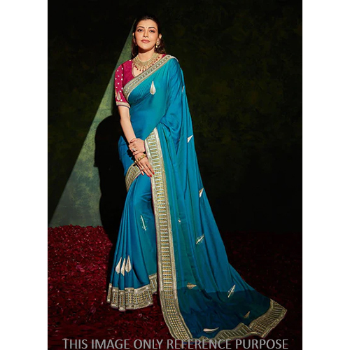 Traditional Azure Blue South Silk Designer Saree