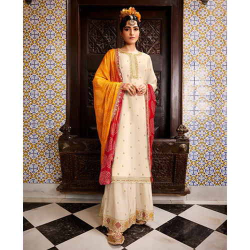 Off White Embroidery Salwar Suit