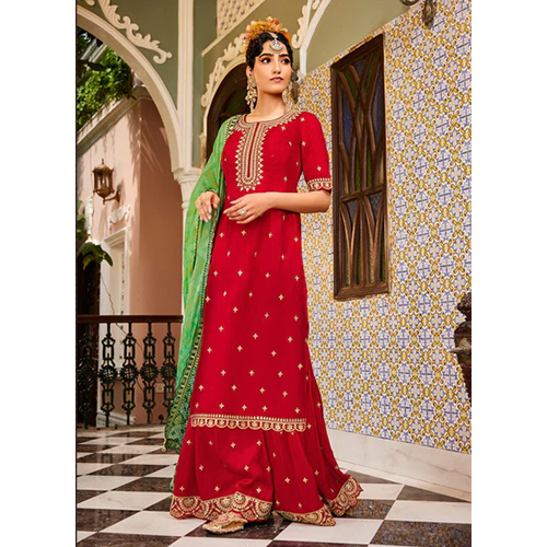 Fiery Red Embroidery Salwar Suit