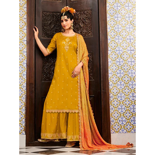 Indian Dandelion Yellow Embroidery Salwar Suit