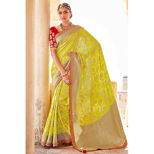 Chartreuse Green Banarasi Saree