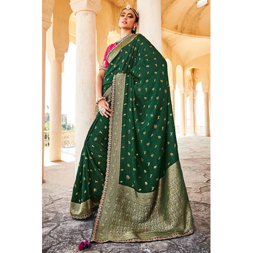 Dark Green Banarasi Saree