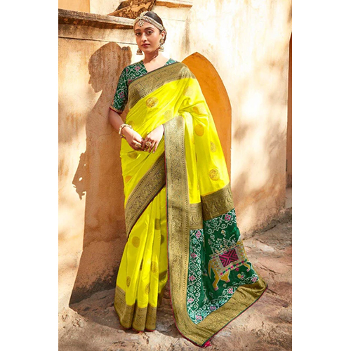 Lime Green Patola Saree