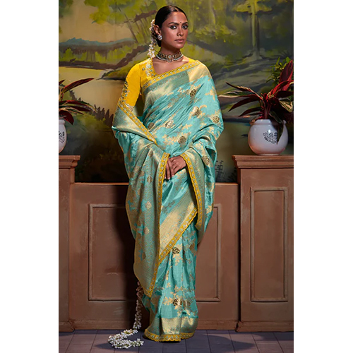 Powder Blue Dola Silk Saree