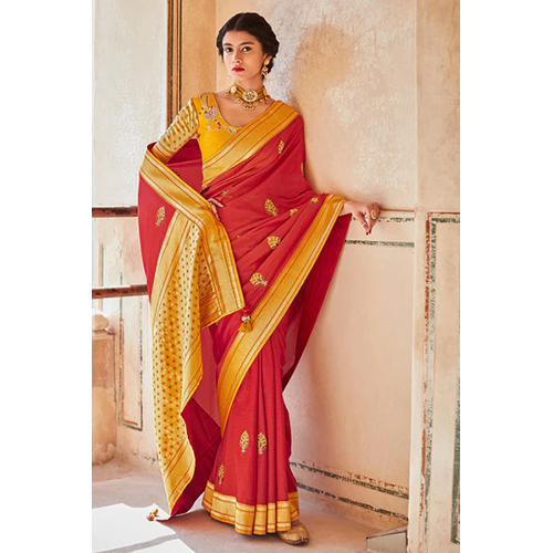 Attractive Crimson Red Paithani Saree