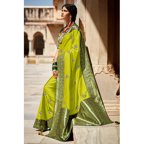 Gorgeous Lawn Green Paithani Saree