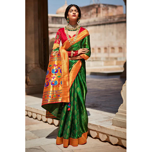 Superlative Forest Green Paithani Saree