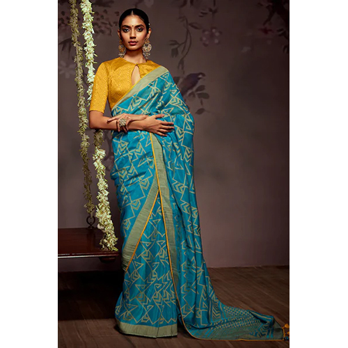 Sky Blue Brasso Silk Saree