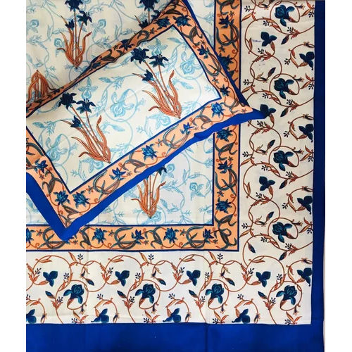 Rgl Mango Sanganeri Print Single Bed Sheet With 1 Pillow Cover