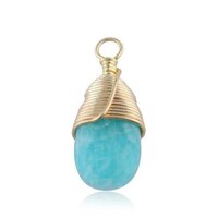 Amazonite Gemstone Pear Shape Gold Vermeil Wire Wrapped Charm