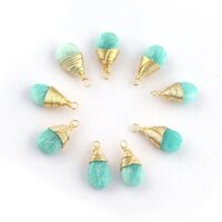 Amazonite Gemstone Pear Shape Gold Vermeil Wire Wrapped Charm