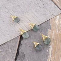 Aqua Chalcedony Gemstone Pear Shape Gold Vermeil Wire Wrapped Charm