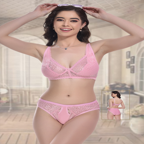 Sptit Bra And Panties Set - Cotton Fabric Size 28-40 Various Colors | Knitted Pattern Bikini Style for Girls