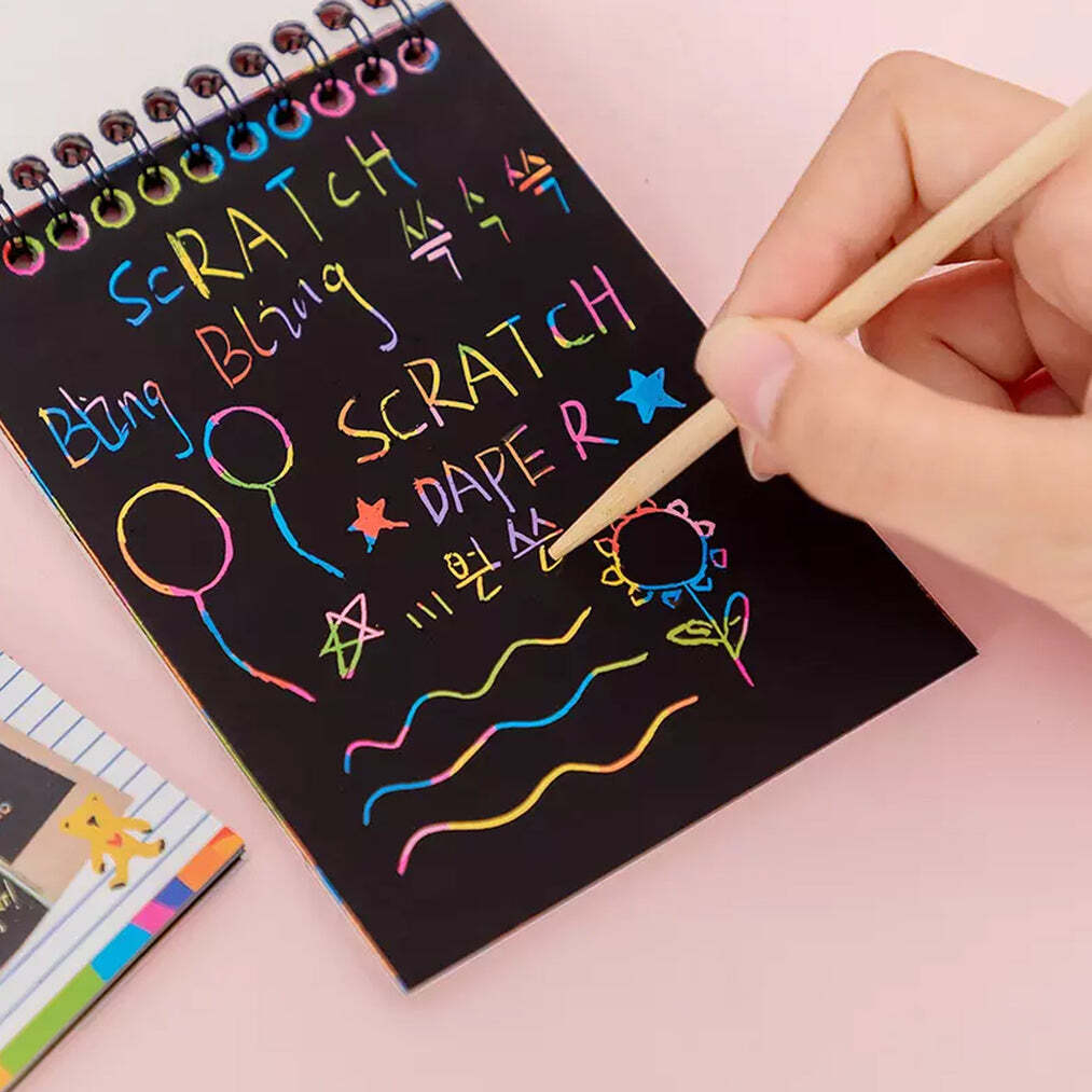 Crafts Rainbow Art Scratch Paper Book Sheets 10 Page Pack of 1 (4609)
