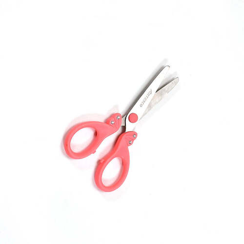 MULTIPURPOSE FANCY SCISSOR COMFORT GRIP HANDLE AND STAINLESS STEEL BLADES PAPER PHOTOS CRAFTS (1PC) (9122)