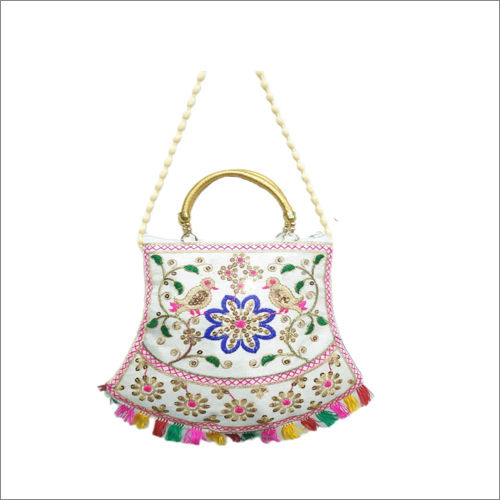 White Embroidery Sling Bag