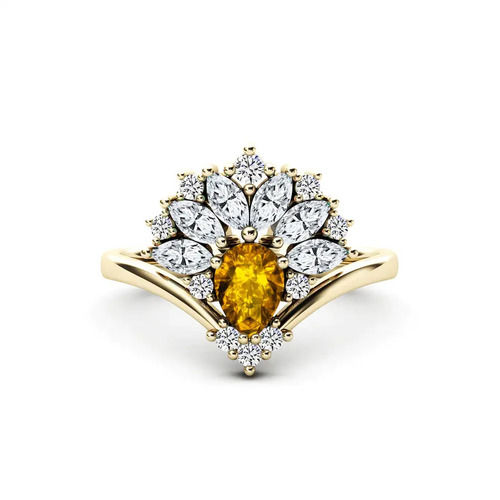 925 Sterling Silver Beautiful Vintage Pear Citrine Ring