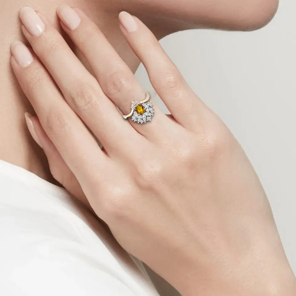 925 Sterling Silver Beautiful Vintage Pear Citrine Ring