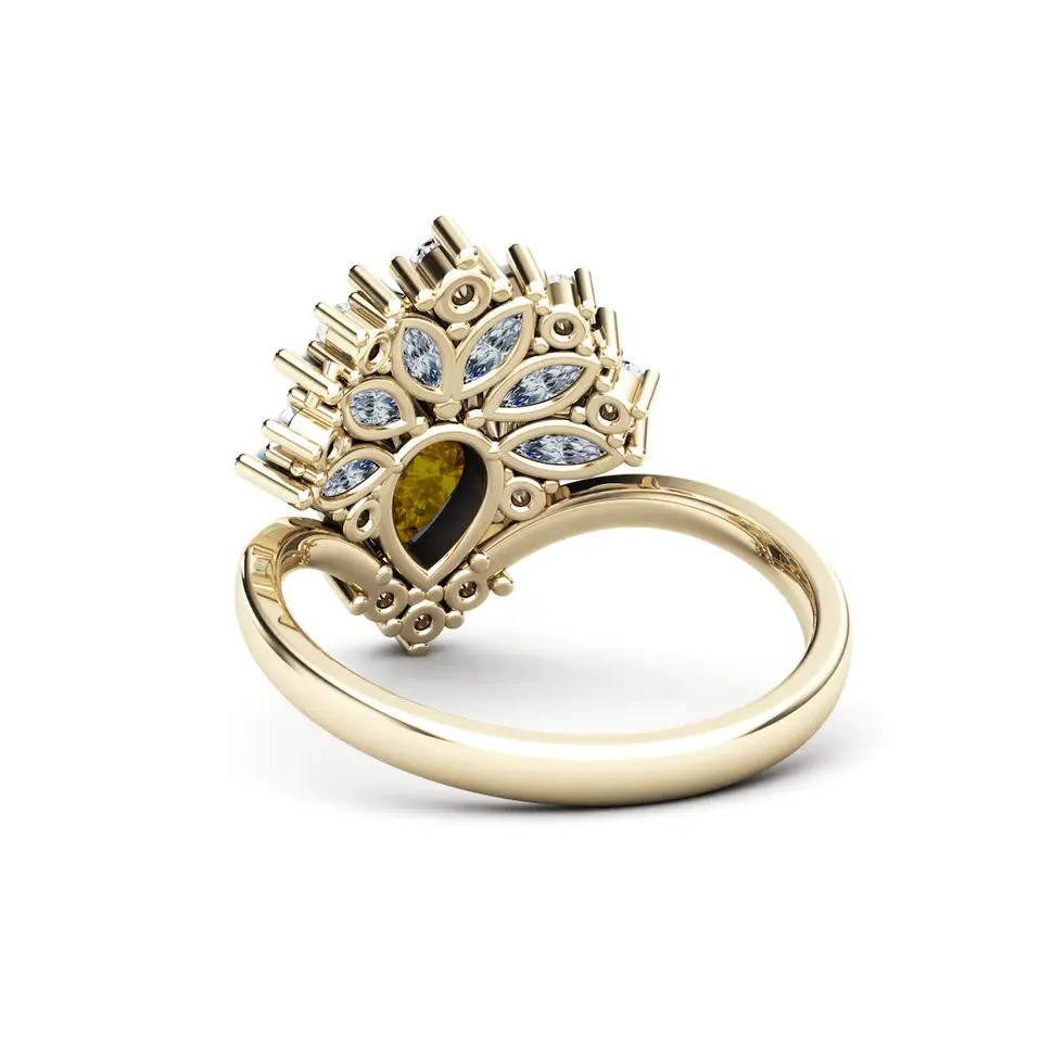 925 Sterling Silver Beautiful Vintage Pear Citrine Ring