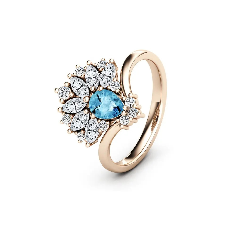 925 Sterling Silver Classic Aquamarine Ring