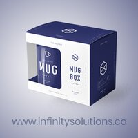 Mug Box - Cardboard, 10x8x4 Inches, Navy Blue | Eco-friendly, Elegant Design, Durable Material, Customizable, Gloss Laminated, Secure Packaging, Pvc Window