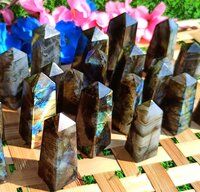 Natural Gemstone Obelisk Labradorite Crystals Tower