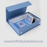 Promotional Boxes - Cardboard, 10x10x5 Inches , Blue With Gloss Lamination And Magnetic Closure