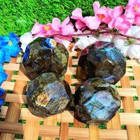 Natural Gemstone Labradorite Sphere Round Shaped Crystals Faceted Ball