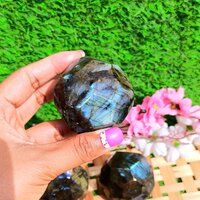 Natural Gemstone Labradorite Sphere Round Shaped Crystals Faceted Ball