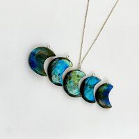 Natural Gemstone Labradorite Jewelry Moon Shaped Crystals Pendants