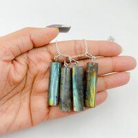 Natural Gemstone Pendant Labradorite Tube Shaped Pendants Crystals Jewelry