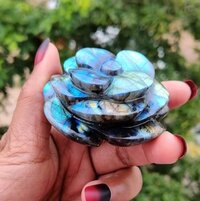 Natural Gemstone Labradorite Carved Flower Crystals Flowers Grade: Top