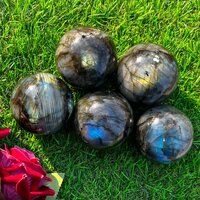 Natural Gemstone Labradorite Sphere Round Shaped Crystals Ball Handmade