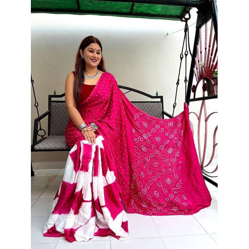 Maslin Silk Pink and White Saree