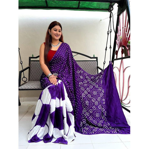 Maslin Silk Purple and White Saree